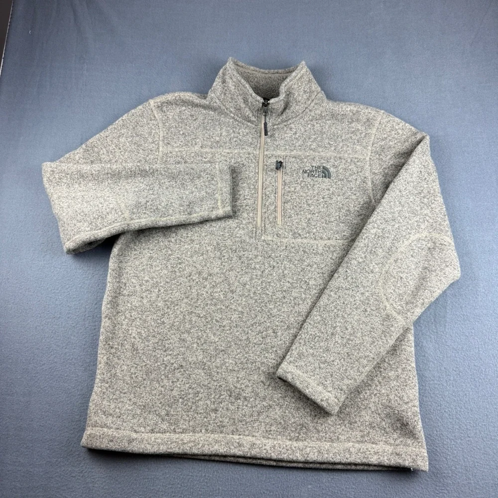 The North Face Gordon Lyons 1/4 Zip Pullover Men's L Grey Sweater Fleece CUA8